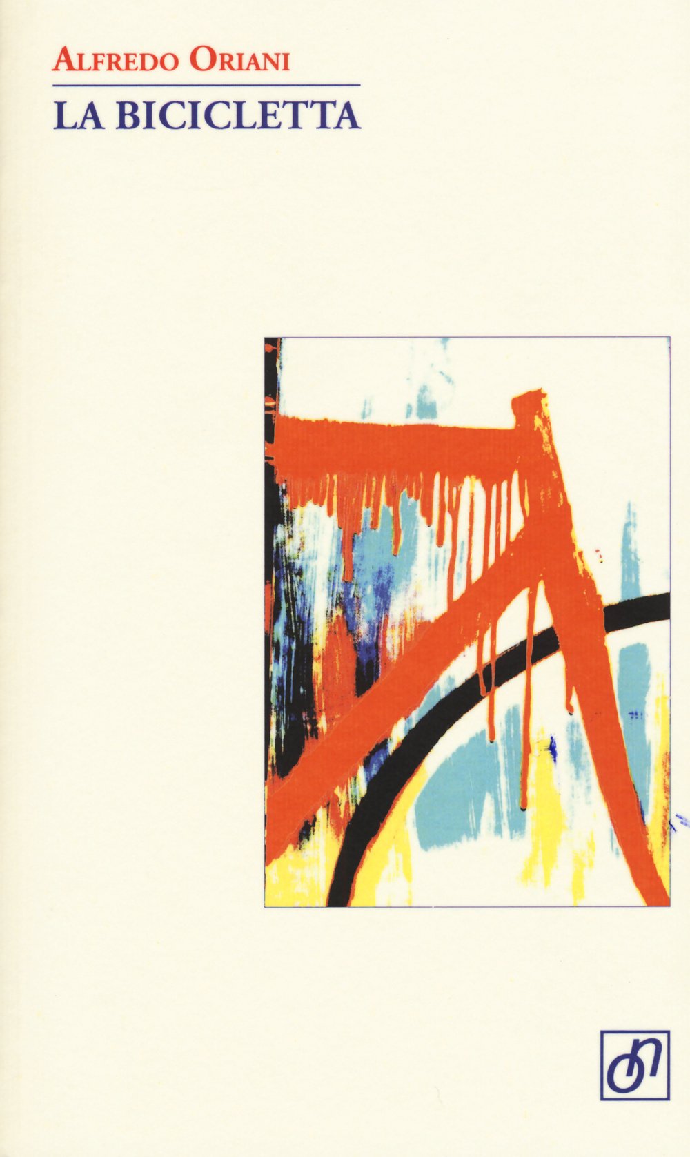 una copertina di libro con un dipinto arancione e blu