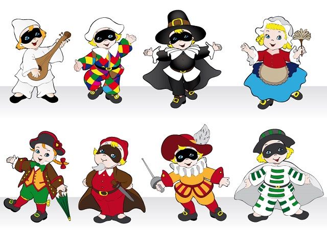 un gruppo di bambini vestiti con costumi di Halloween