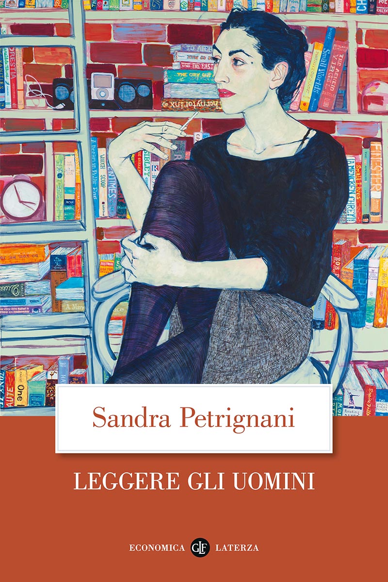 Leggere gli uomini un dipinto di una donna seduta davanti a una libreria